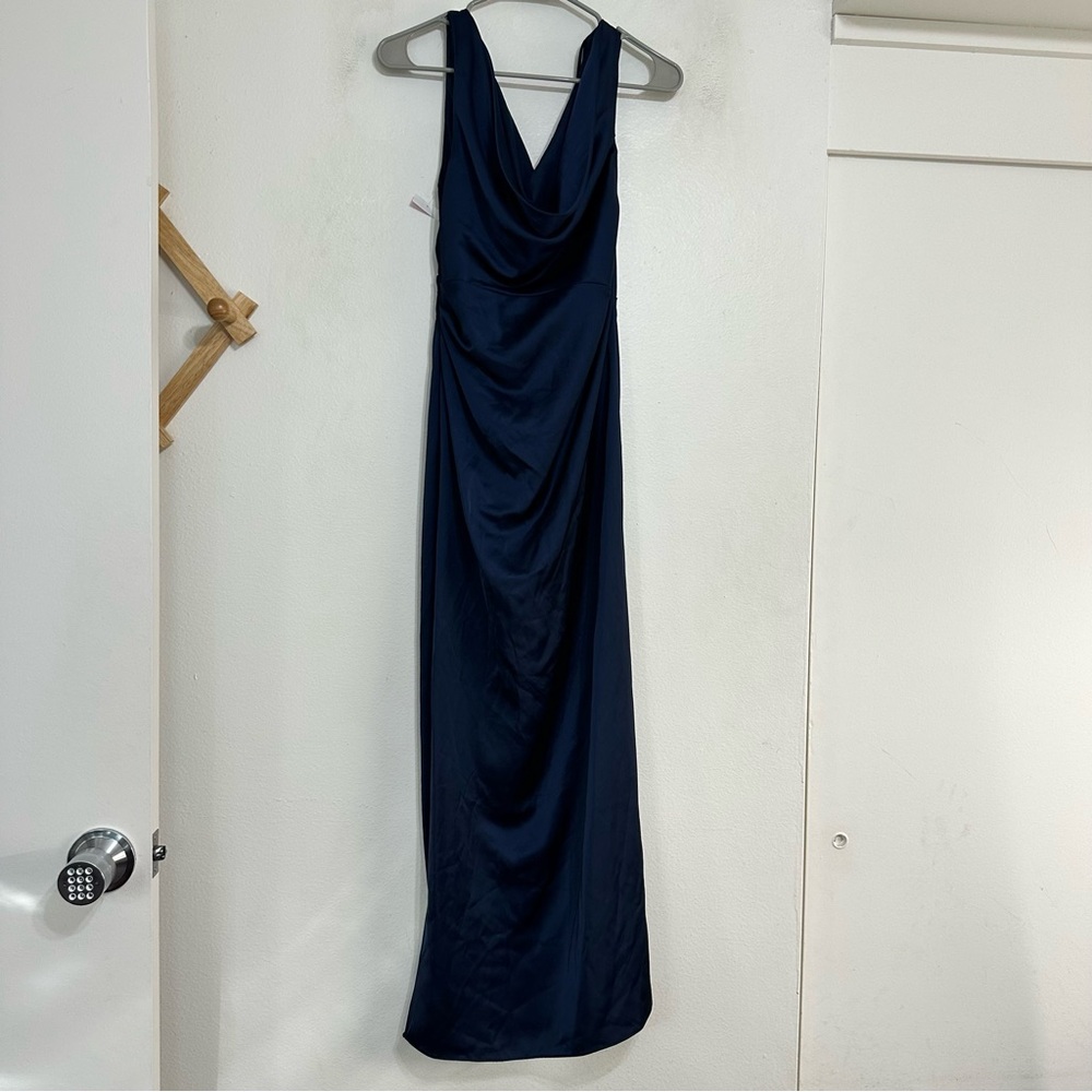 Significant Other Allyssa Pleated One Shoulder Navy Blue Gown, Size 4 - Picture 9 of 9